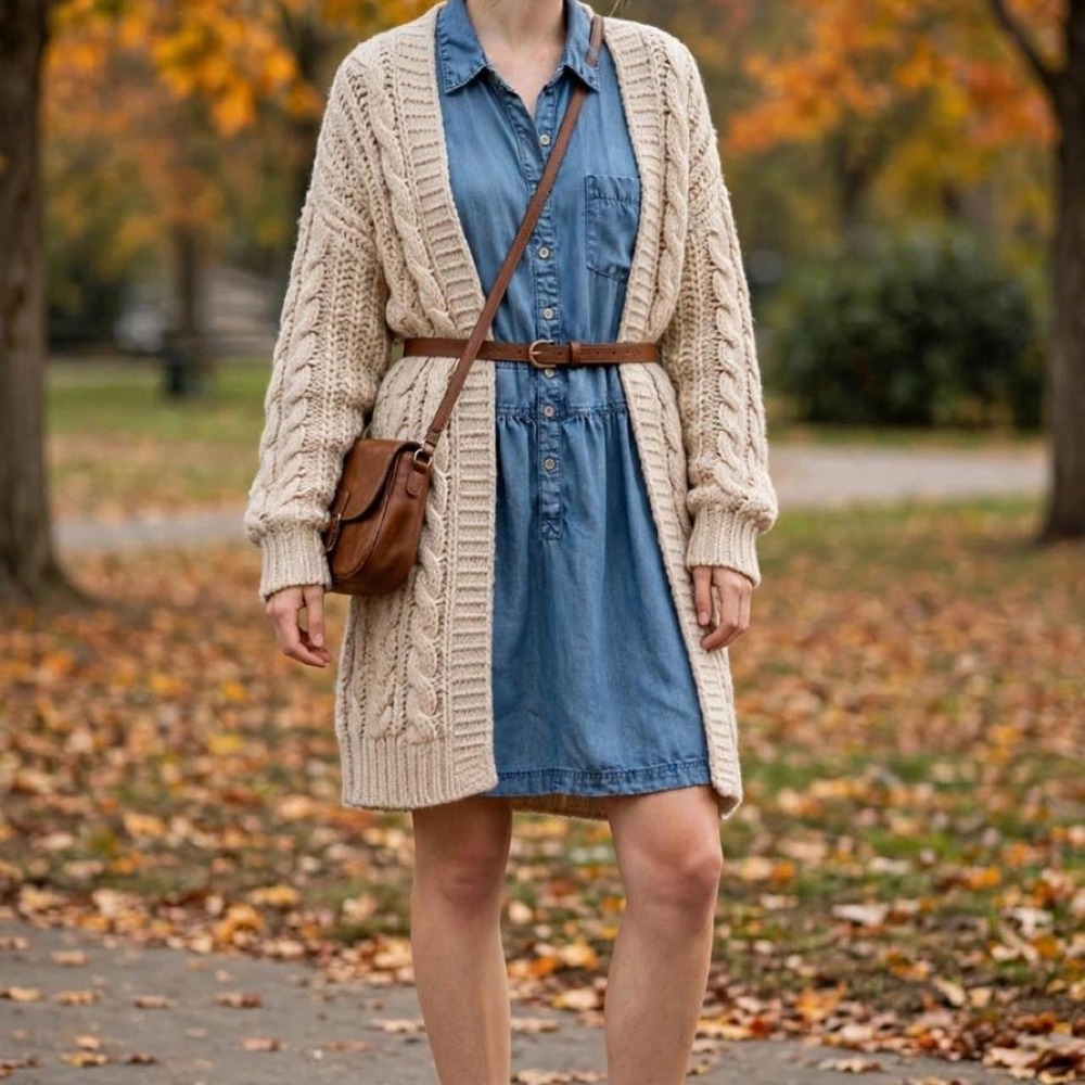 Merona blue denim dress with ruffle sleeves and button-up front